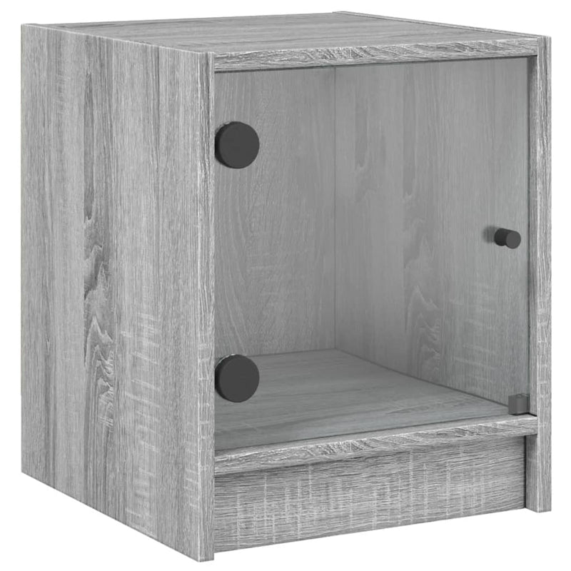 vidaXL 2 db szürke sonoma színű éjjeliszekrény üvegajtóval 35x37x42 cm