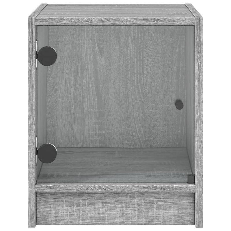 vidaXL 2 db szürke sonoma színű éjjeliszekrény üvegajtóval 35x37x42 cm