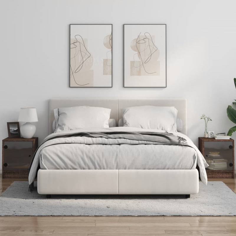 vidaXL 2 db barna tölgy színű éjjeliszekrény üvegajtókkal 35x37x42 cm