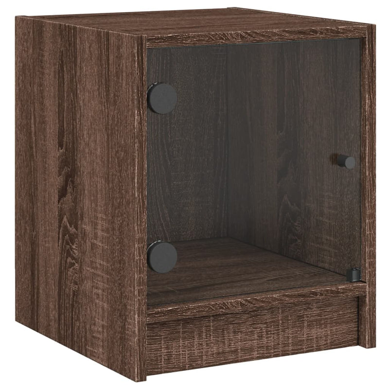 vidaXL 2 db barna tölgy színű éjjeliszekrény üvegajtókkal 35x37x42 cm