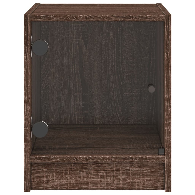 vidaXL 2 db barna tölgy színű éjjeliszekrény üvegajtókkal 35x37x42 cm