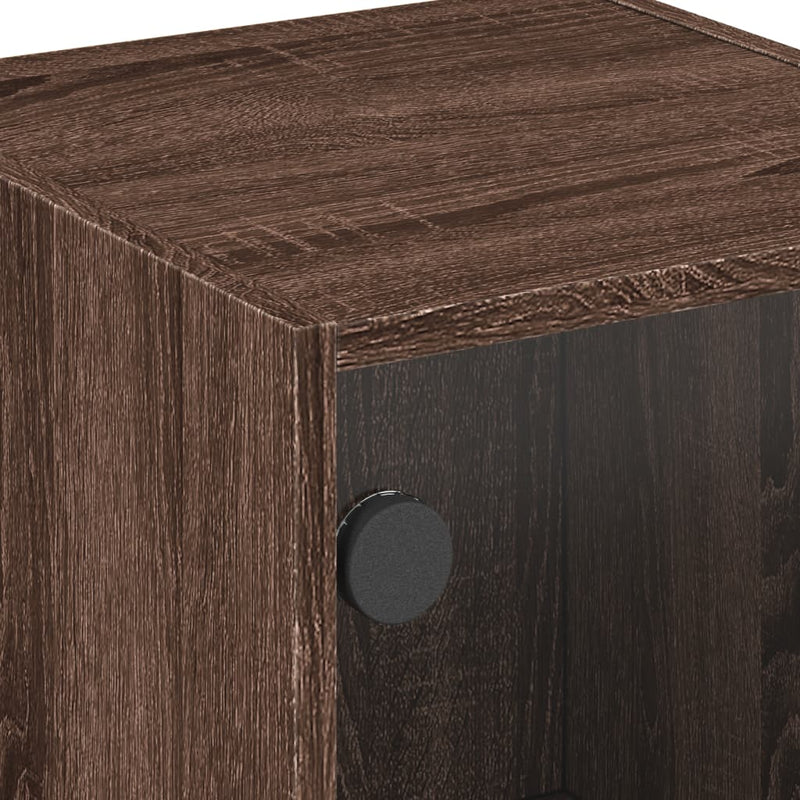 vidaXL 2 db barna tölgy színű éjjeliszekrény üvegajtókkal 35x37x42 cm