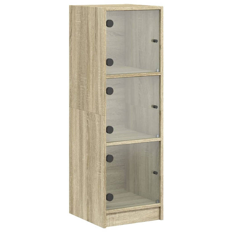 vidaXL sonoma tölgy színű magasszekrény üvegajtókkal 35 x 37 x 109 cm