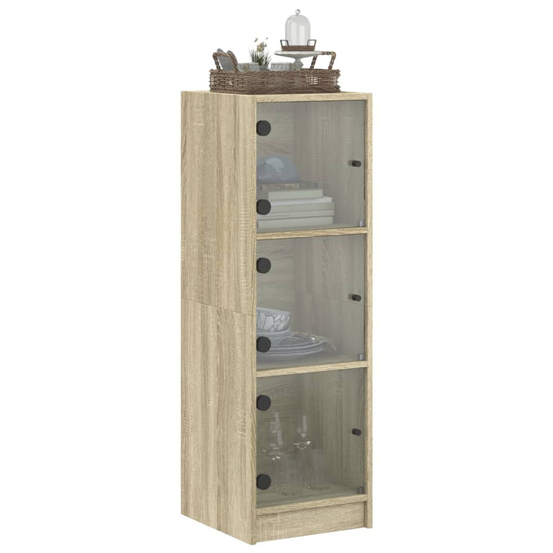 vidaXL sonoma tölgy színű magasszekrény üvegajtókkal 35 x 37 x 109 cm