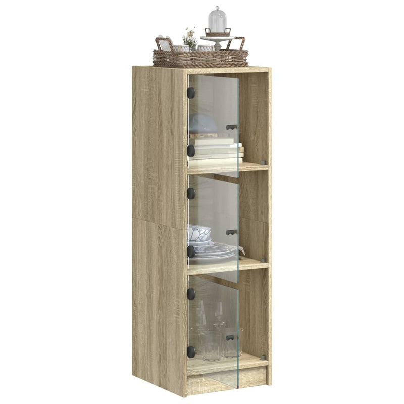 vidaXL sonoma tölgy színű magasszekrény üvegajtókkal 35 x 37 x 109 cm