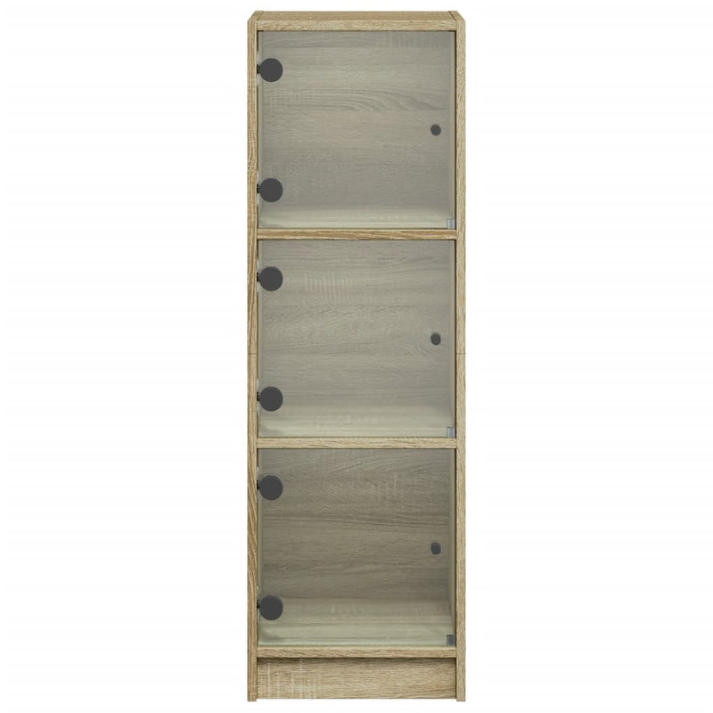 vidaXL sonoma tölgy színű magasszekrény üvegajtókkal 35 x 37 x 109 cm