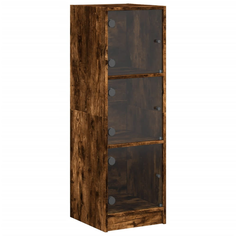 vidaXL füstös tölgy színű magasszekrény üvegajtókkal 35 x 37 x 109 cm