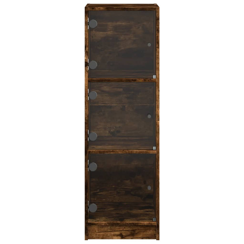 vidaXL füstös tölgy színű magasszekrény üvegajtókkal 35 x 37 x 109 cm
