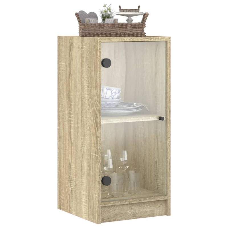 vidaXL sonoma tölgy színű kisszekrény üvegajtókkal 35 x 37 x 75,5 cm