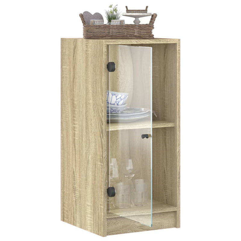 vidaXL sonoma tölgy színű kisszekrény üvegajtókkal 35 x 37 x 75,5 cm