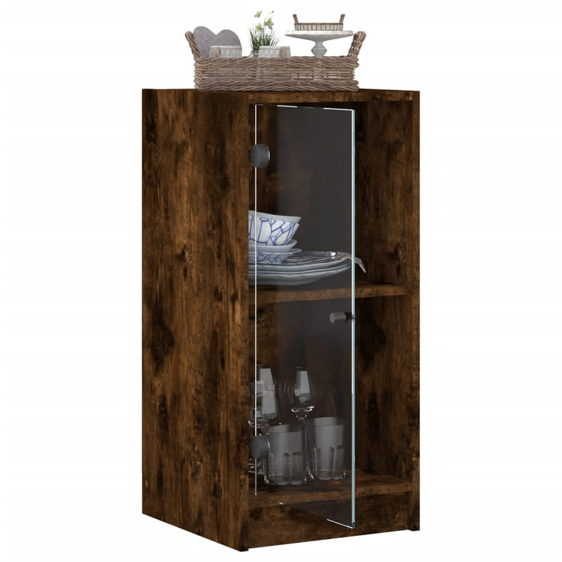 vidaXL füstös tölgy színű kisszekrény üvegajtókkal 35 x 37 x 75,5 cm