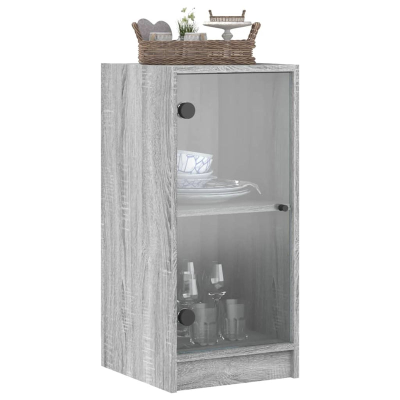 vidaXL szürke sonoma színű kisszekrény üvegajtókkal 35 x 37 x 75,5 cm