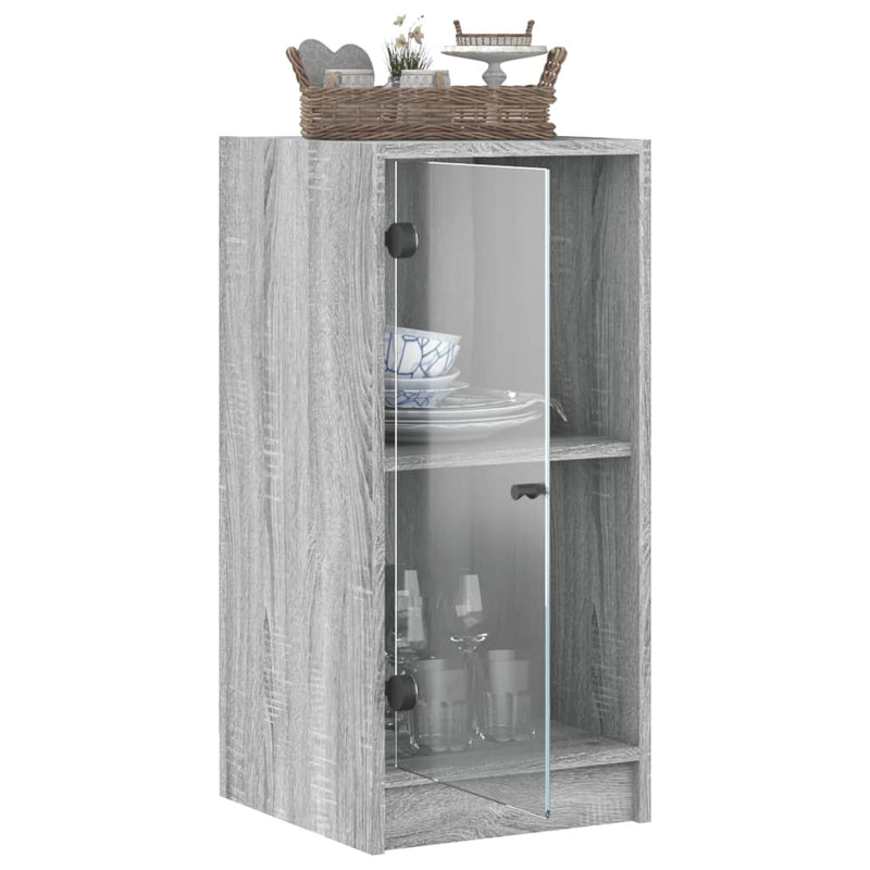 vidaXL szürke sonoma színű kisszekrény üvegajtókkal 35 x 37 x 75,5 cm