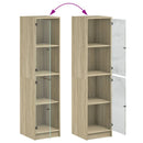 vidaXL sonoma tölgy színű magasszekrény üvegajtókkal 35 x 37 x 142 cm