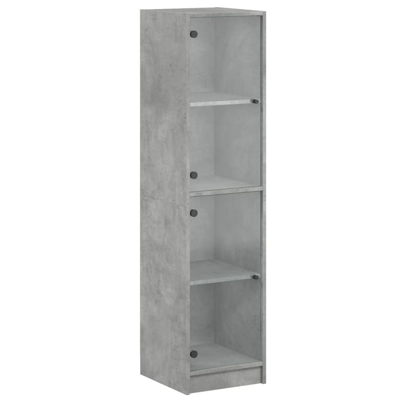 vidaXL betonszürke magasszekrény üvegajtókkal 35 x 37 x 142 cm