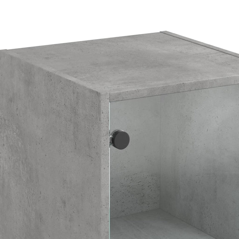 vidaXL betonszürke magasszekrény üvegajtókkal 35 x 37 x 142 cm