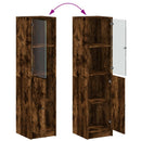 vidaXL füstös tölgy színű magasszekrény üvegajtóval 35 x 37 x 142 cm