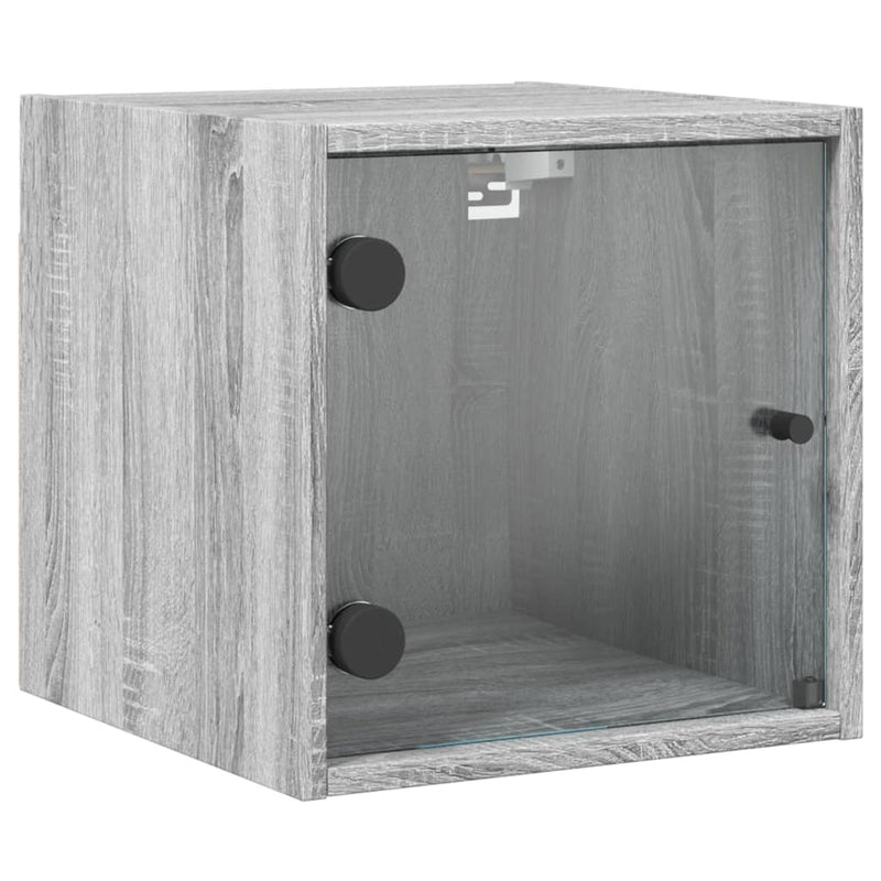 vidaXL 2 db szürke sonoma színű éjjeliszekrény üvegajtóval 35x37x35 cm