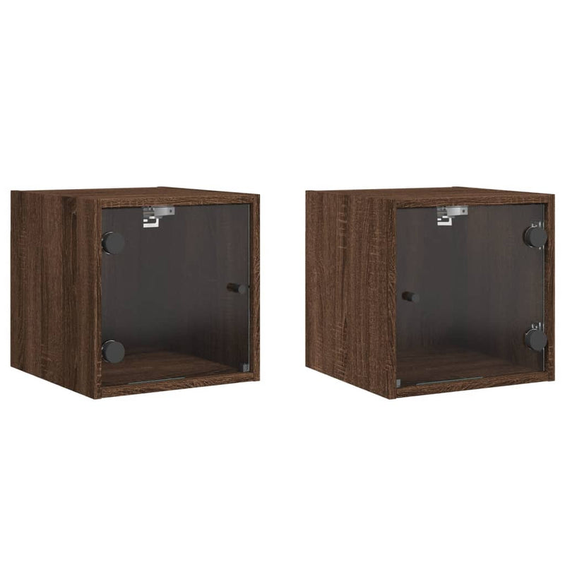 vidaXL 2 db barna tölgy színű éjjeliszekrény üvegajtókkal 35x37x35 cm