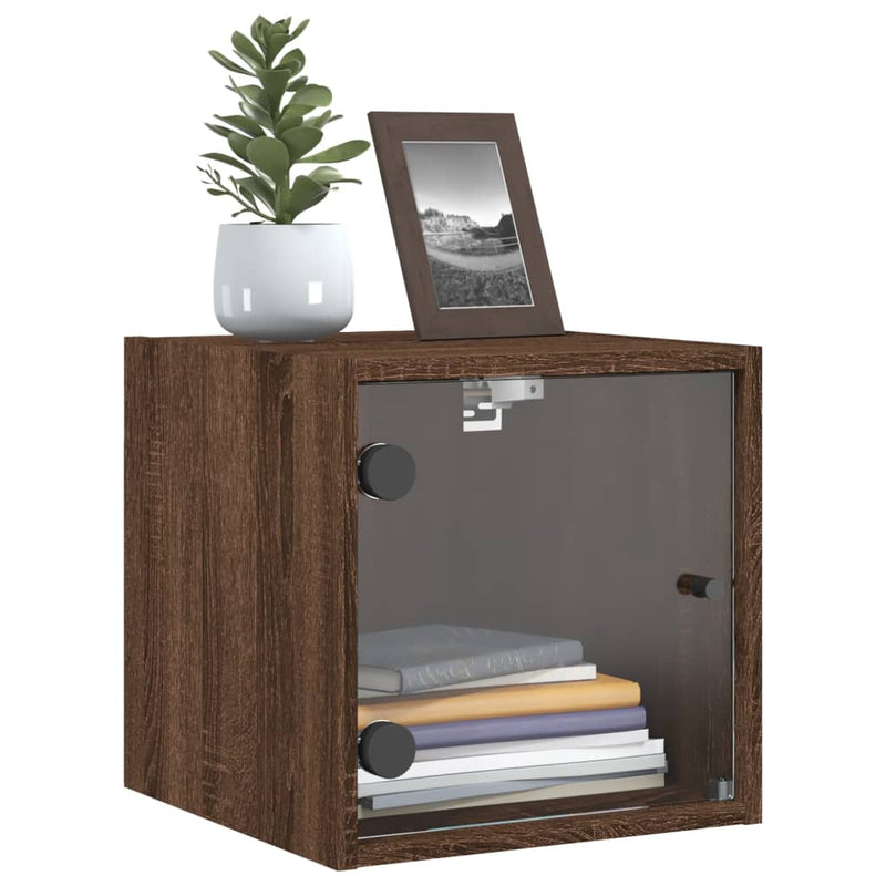 vidaXL 2 db barna tölgy színű éjjeliszekrény üvegajtókkal 35x37x35 cm