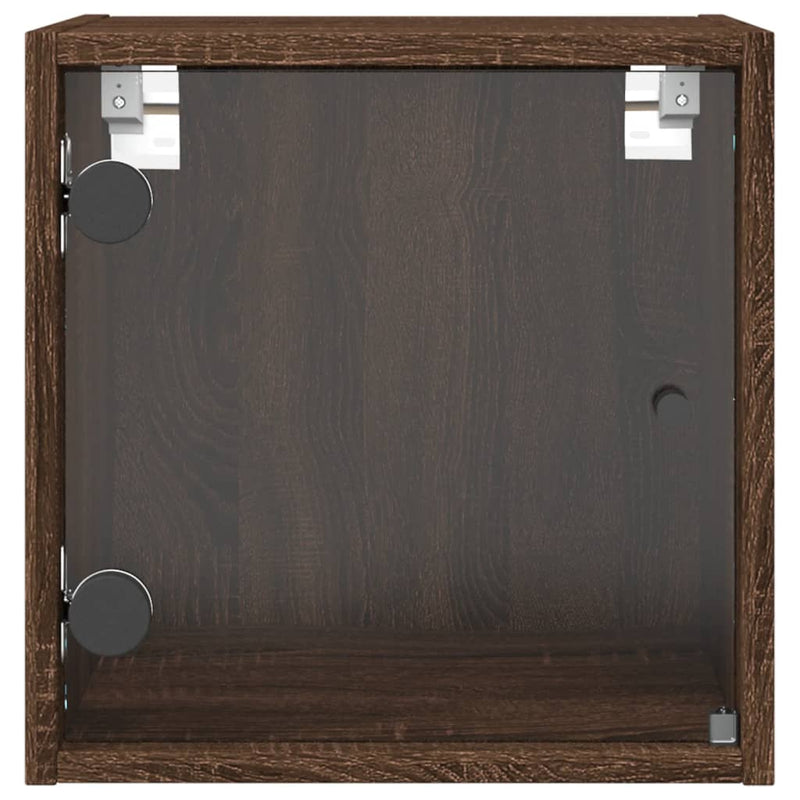 vidaXL 2 db barna tölgy színű éjjeliszekrény üvegajtókkal 35x37x35 cm