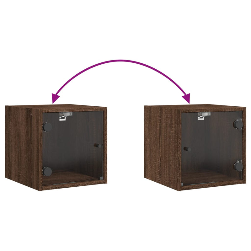 vidaXL 2 db barna tölgy színű éjjeliszekrény üvegajtókkal 35x37x35 cm