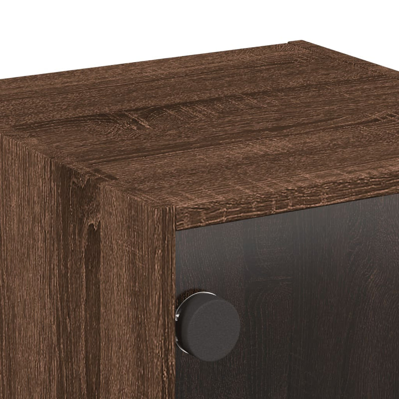 vidaXL 2 db barna tölgy színű éjjeliszekrény üvegajtókkal 35x37x35 cm