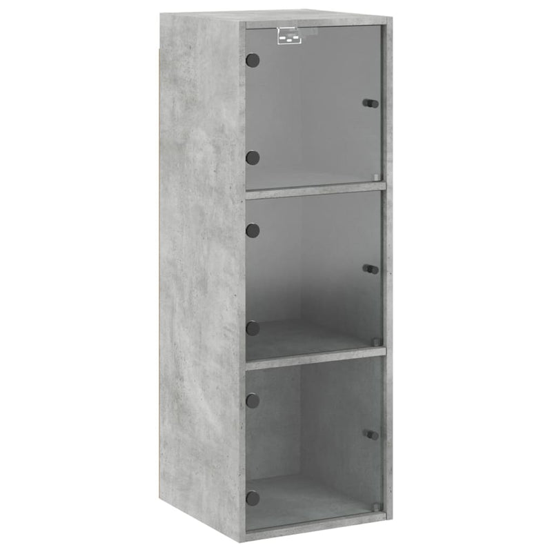 vidaXL betonszürke faliszekrény üvegajtókkal 35x37x100 cm