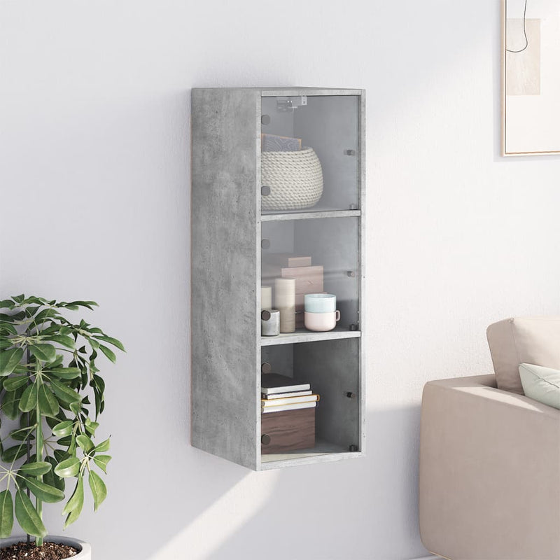 vidaXL betonszürke faliszekrény üvegajtókkal 35x37x100 cm