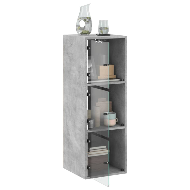 vidaXL betonszürke faliszekrény üvegajtókkal 35x37x100 cm