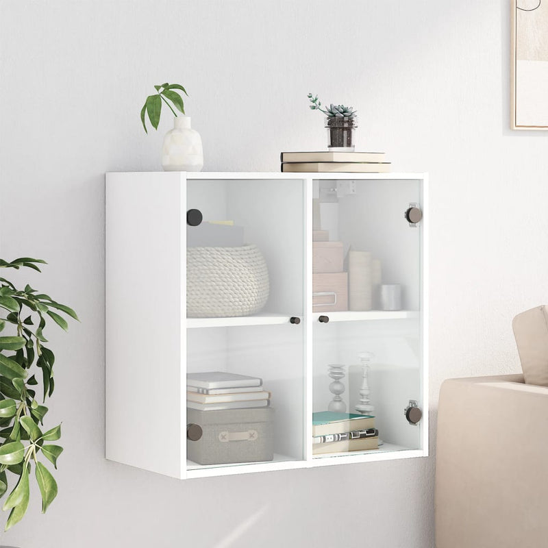 vidaXL fehér faliszekrény üvegajtókkal 68 x 37 x 68,5 cm