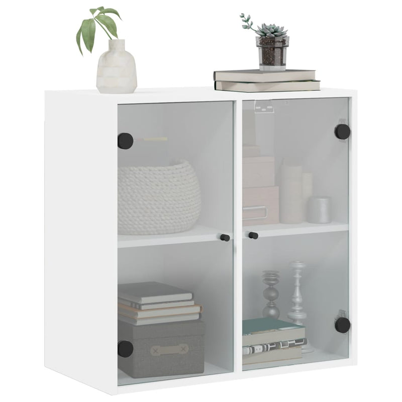 vidaXL fehér faliszekrény üvegajtókkal 68 x 37 x 68,5 cm