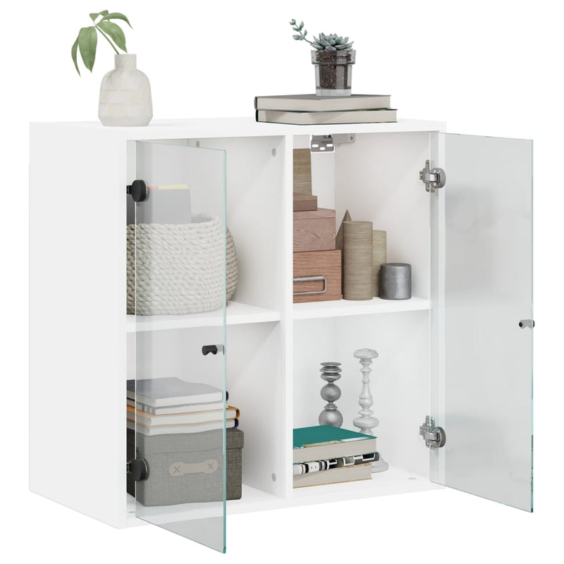 vidaXL fehér faliszekrény üvegajtókkal 68 x 37 x 68,5 cm
