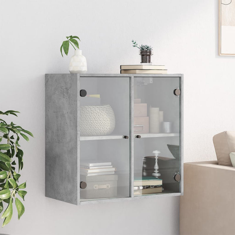 vidaXL betonszürke faliszekrény üvegajtókkal 68 x 37 x 68,5 cm