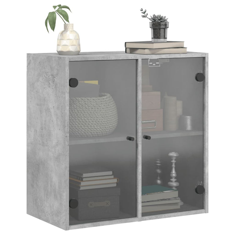 vidaXL betonszürke faliszekrény üvegajtókkal 68 x 37 x 68,5 cm