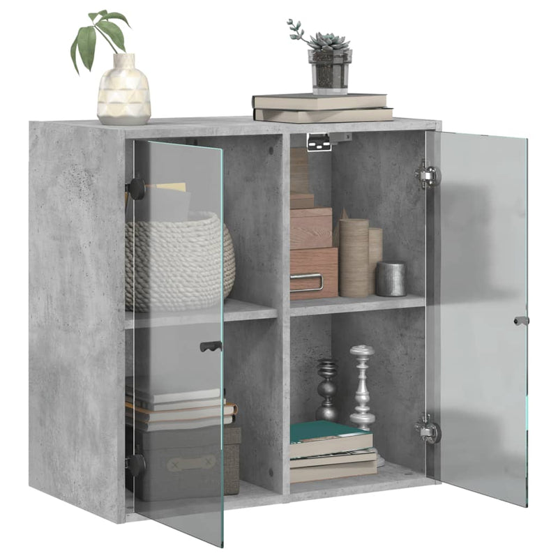 vidaXL betonszürke faliszekrény üvegajtókkal 68 x 37 x 68,5 cm