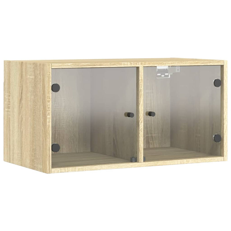 vidaXL sonoma tölgy színű faliszekrény üvegajtókkal 68,5x37x35 cm