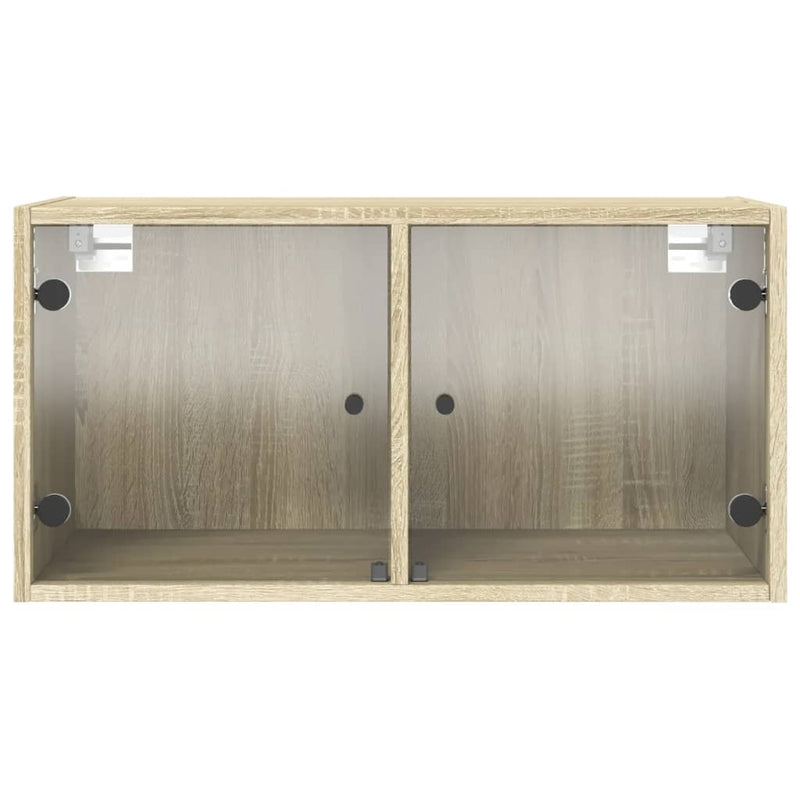 vidaXL sonoma tölgy színű faliszekrény üvegajtókkal 68,5x37x35 cm
