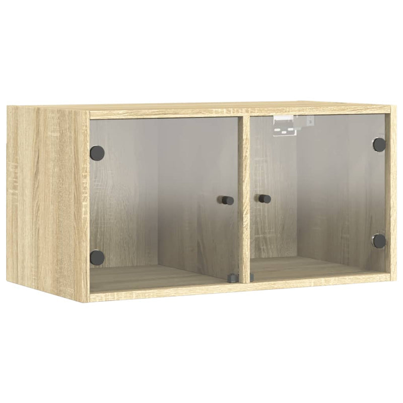 vidaXL 2 db sonoma tölgy színű faliszekrény üvegajtókkal 68,5x37x35 cm