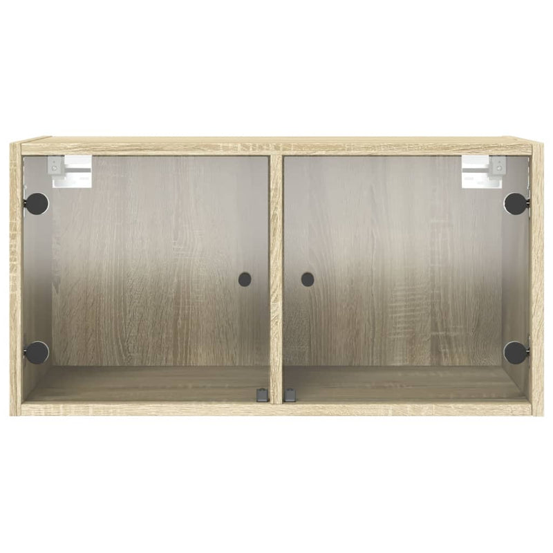 vidaXL 2 db sonoma tölgy színű faliszekrény üvegajtókkal 68,5x37x35 cm