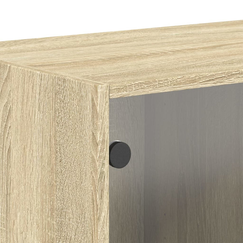 vidaXL 2 db sonoma tölgy színű faliszekrény üvegajtókkal 68,5x37x35 cm