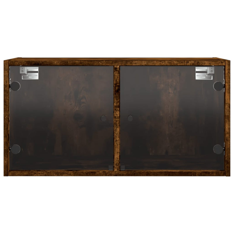 vidaXL füstös tölgy színű faliszekrény üvegajtókkal 68,5x37x35 cm