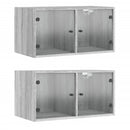 vidaXL 2 db szürke sonoma faliszekrény üvegajtókkal 68,5 x 37 x 35 cm