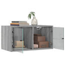 vidaXL 2 db szürke sonoma faliszekrény üvegajtókkal 68,5 x 37 x 35 cm