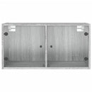 vidaXL 2 db szürke sonoma faliszekrény üvegajtókkal 68,5 x 37 x 35 cm