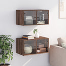 vidaXL 2 db barna tölgy színű faliszekrény üvegajtókkal 68,5x37x35 cm
