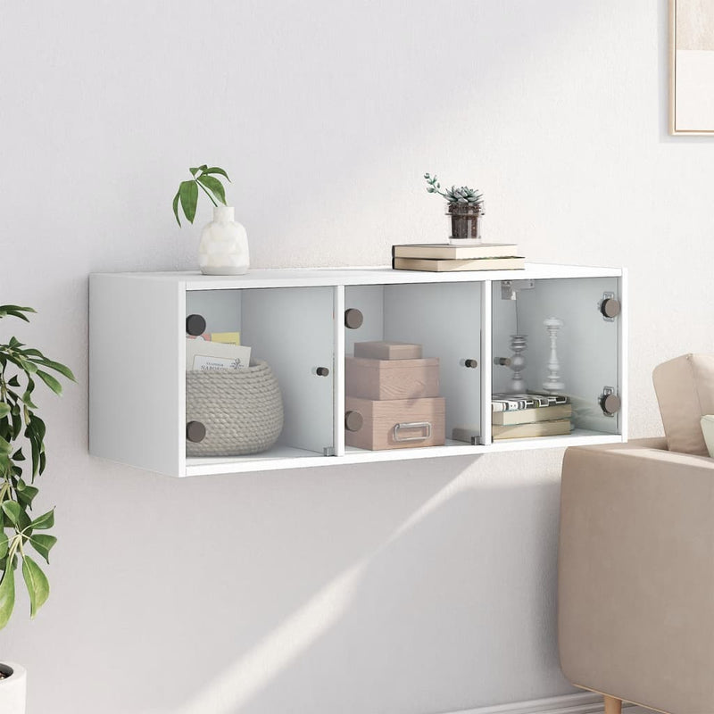 vidaXL fehér faliszekrény üvegajtókkal 102 x 37 x 35 cm