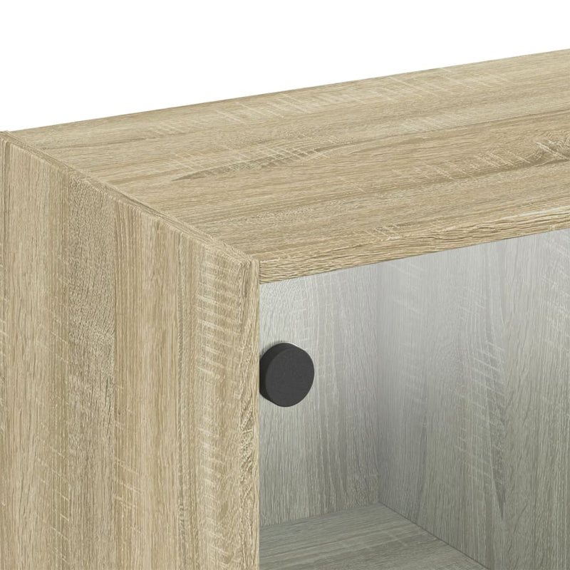 vidaXL sonoma-tölgyszínű faliszekrény üvegajtókkal 102 x 37 x 35 cm