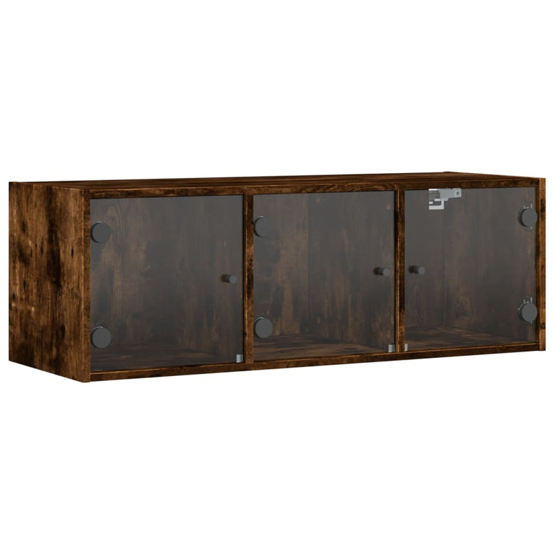vidaXL füstös tölgyszínű faliszekrény üvegajtókkal 102 x 37 x 35 cm