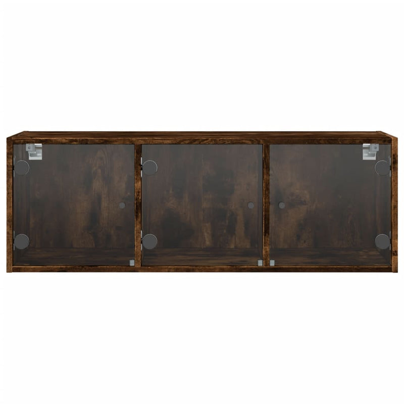 vidaXL füstös tölgyszínű faliszekrény üvegajtókkal 102 x 37 x 35 cm